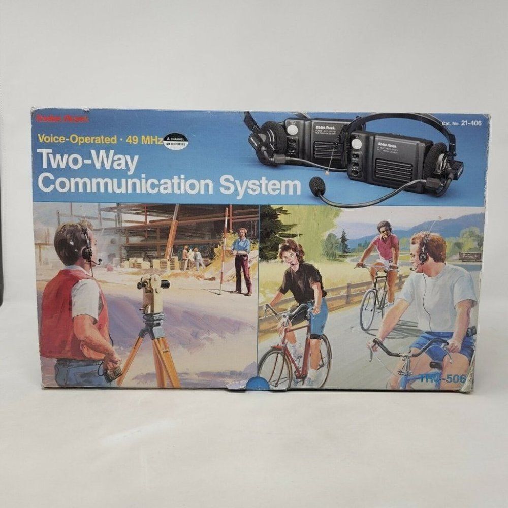 VINTAGE RADIO SHACK HANDS FREE WALKIE TALKIE HEADSET TRC-506 SET OF 2 TESTED